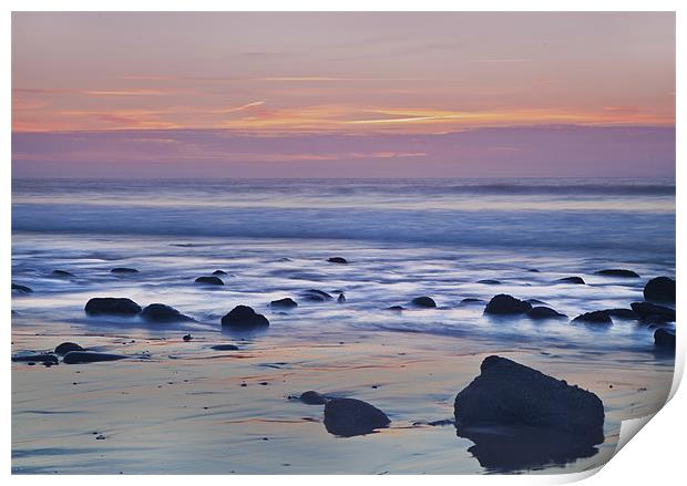 Early morning on Saundersfoot Beach Print by Simon West