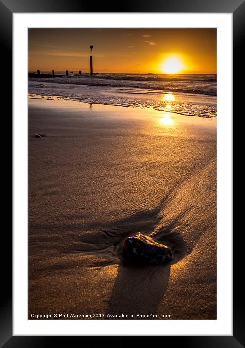 One stone on the beach Framed Mounted Print by Phil Wareham
