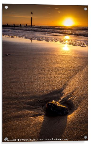 One stone on the beach Acrylic by Phil Wareham