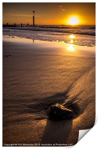 One stone on the beach Print by Phil Wareham