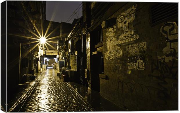 Glasgow Alley at Night Canvas Print by Buster Brown