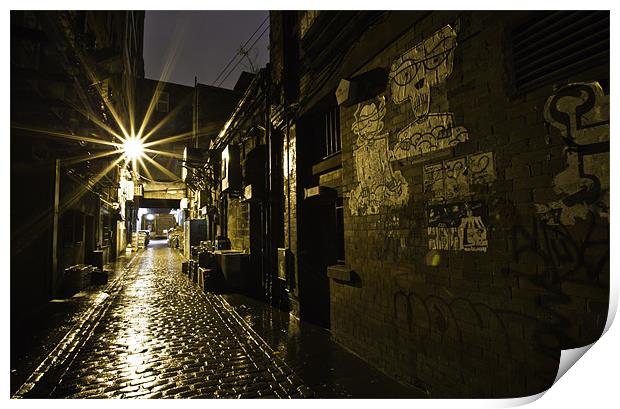 Glasgow Alley at Night Print by Buster Brown