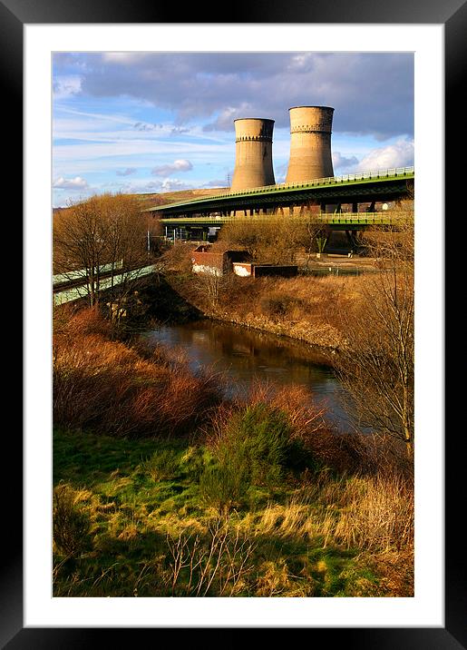Tinsley Cooling Tower, M1 & River Don Framed Mounted Print by Darren Galpin