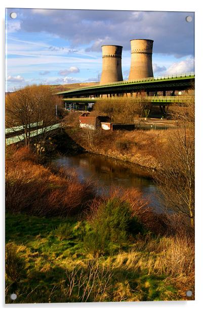 Tinsley Cooling Tower, M1 & River Don Acrylic by Darren Galpin