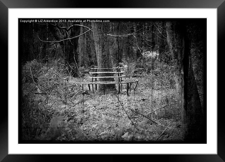 Woodland Rendezvous - black and white Framed Mounted Print by LIZ Alderdice
