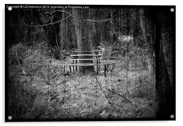 Woodland Rendezvous - black and white Acrylic by LIZ Alderdice