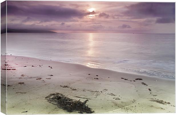 Saundersfoot Beach Sunrise Canvas Print by Simon West