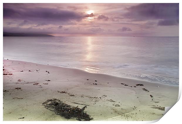 Saundersfoot Beach Sunrise Print by Simon West
