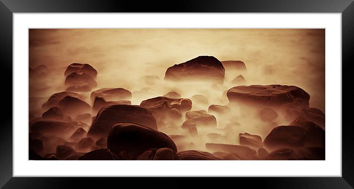 Ghostly Golden Rocks Framed Mounted Print by Mike Gorton