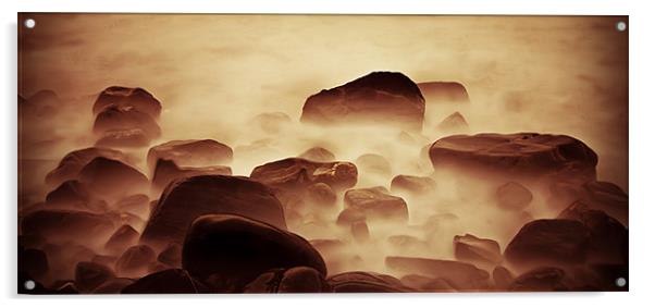 Ghostly Golden Rocks Acrylic by Mike Gorton