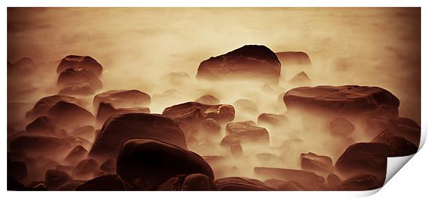 Ghostly Golden Rocks Print by Mike Gorton