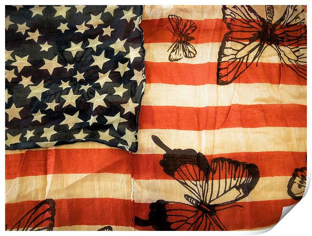 stars, stripes and butterflies Print by Heather Newton