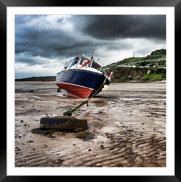 Boat at Low Tide Framed Mounted Print by Andy Anderson