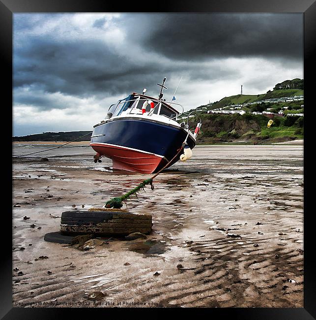Boat at Low Tide Framed Print by Andy Anderson