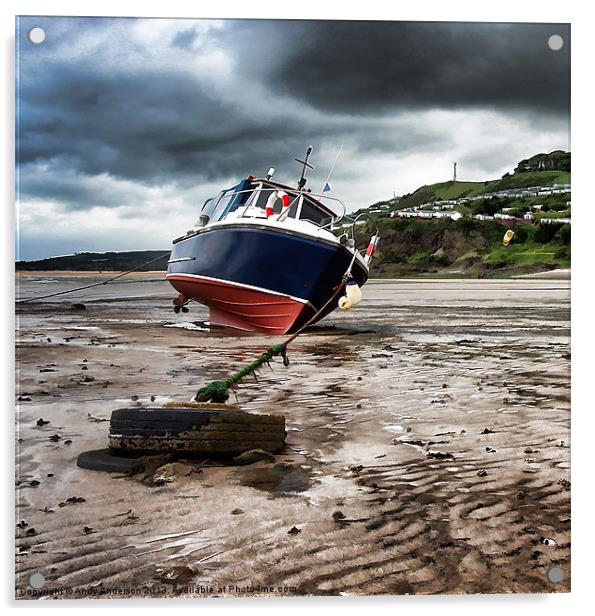 Boat at Low Tide Acrylic by Andy Anderson