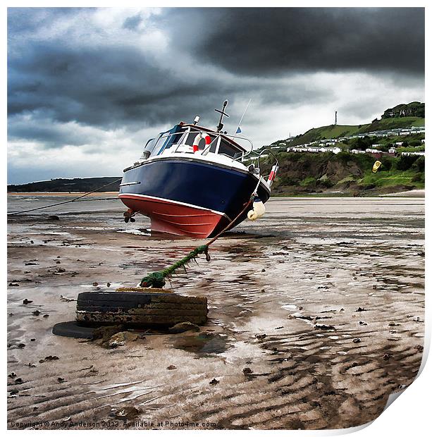 Boat at Low Tide Print by Andy Anderson