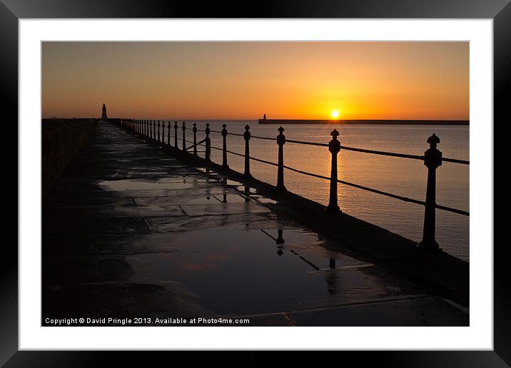 Tynemouth Pier Sunrise Framed Mounted Print by David Pringle