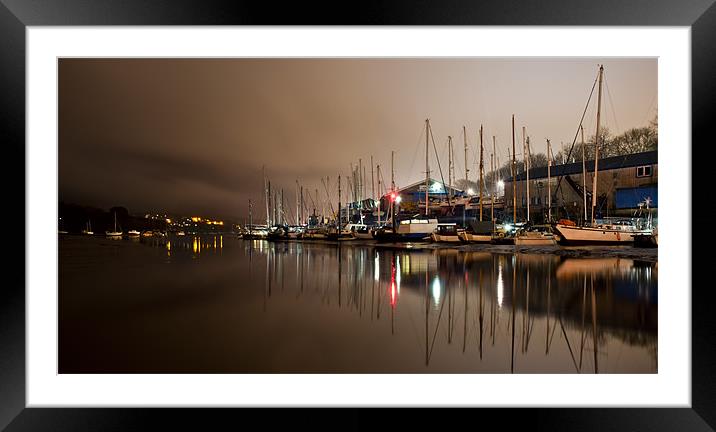Boat yard at Night Framed Mounted Print by Ian Cocklin