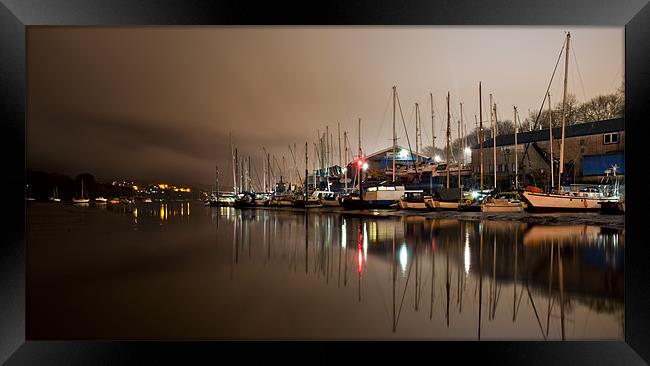 Boat yard at Night Framed Print by Ian Cocklin