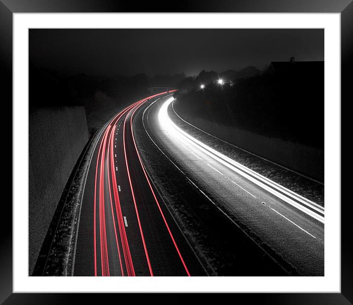 Mono Motorway Framed Mounted Print by Ian Cocklin