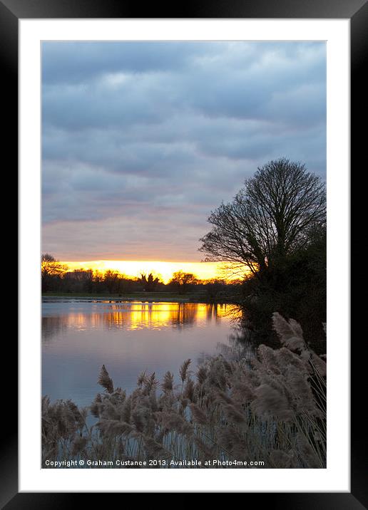 Tring Reservoir Sunset Framed Mounted Print by Graham Custance