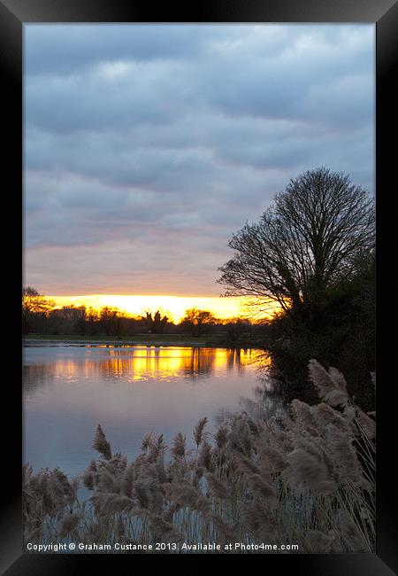 Tring Reservoir Sunset Framed Print by Graham Custance