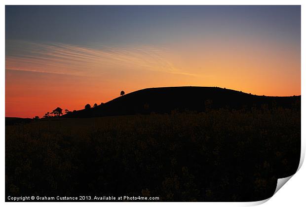 Ivinghoe Beacon Silhouette Print by Graham Custance