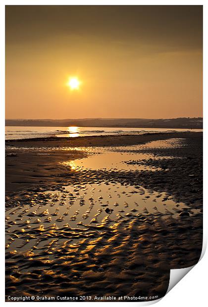 Sunset on the beach Print by Graham Custance