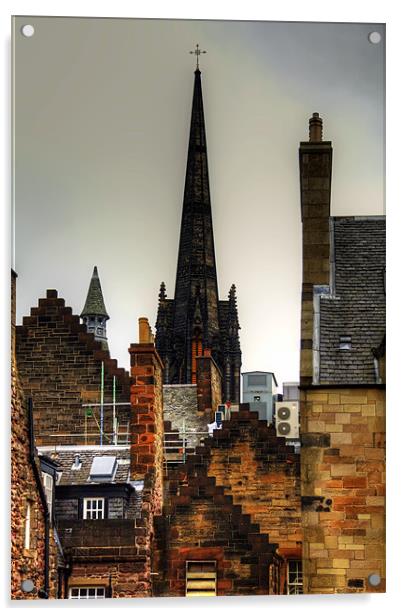 Over the rooftops of Edinburgh Acrylic by Tom Gomez