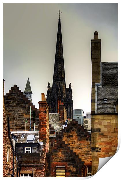 Over the rooftops of Edinburgh Print by Tom Gomez