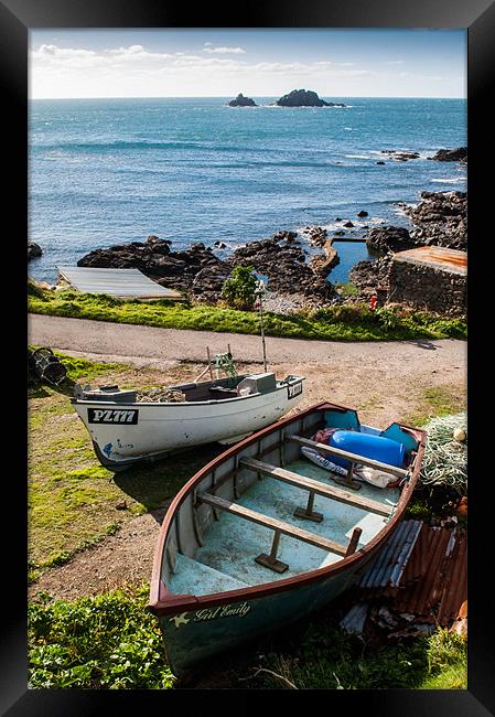 Boats at Cape Cornwall Framed Print by Judith Parkyn