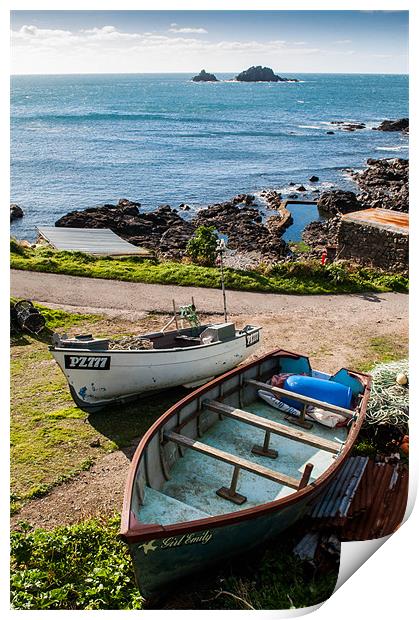 Boats at Cape Cornwall Print by Judith Parkyn
