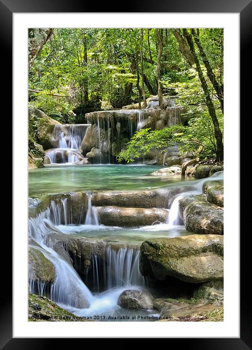 Jungle Falls Framed Mounted Print by Barry Newman