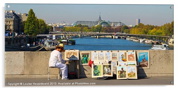 An artist displays her work on a bridge over the S Acrylic by Louise Heusinkveld