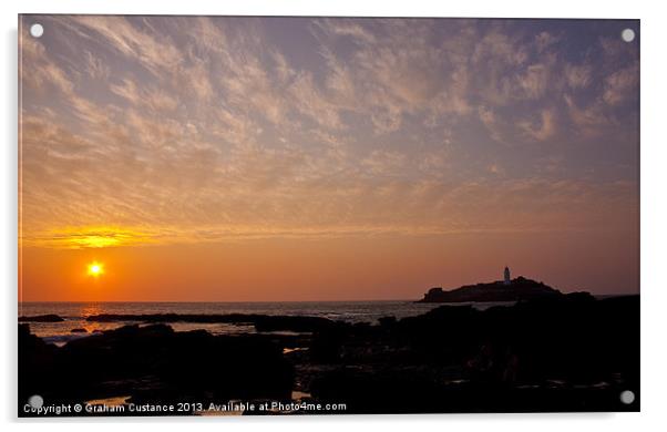 Godrevy Lighthouse, Cornwall Acrylic by Graham Custance