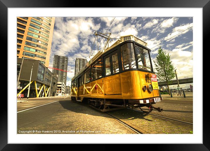 Tram of Rotterdam Framed Mounted Print by Rob Hawkins