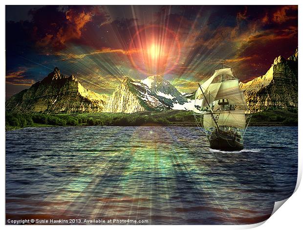 Sails on the Sunset Print by Susie Hawkins