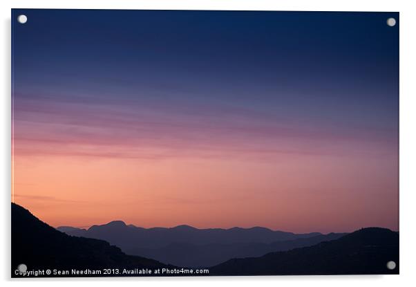 Pastel Mountain Twilight Acrylic by Sean Needham