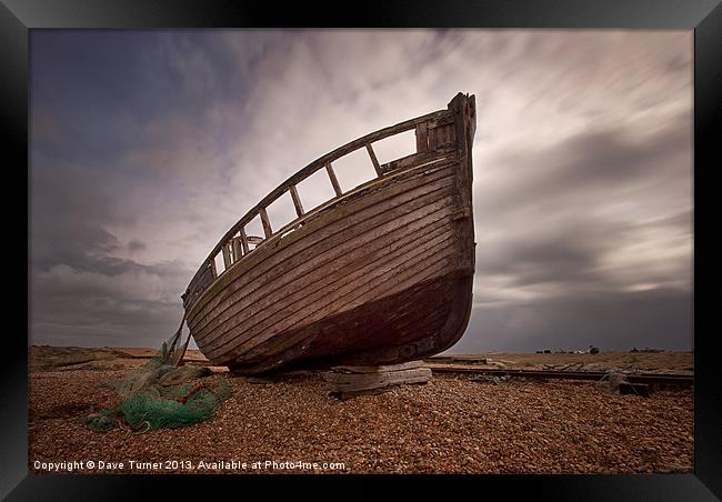 Beached at Dungeness, Kent Framed Print by Dave Turner