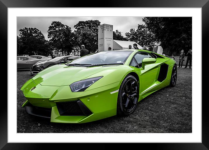 Green Lamborghini Aventador Framed Mounted Print by Matt Malloy