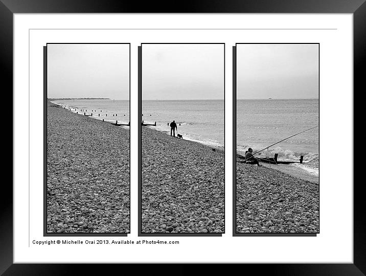 A day at the beach triptych Framed Mounted Print by Michelle Orai