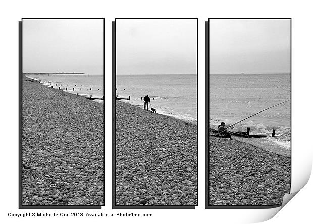 A day at the beach triptych Print by Michelle Orai