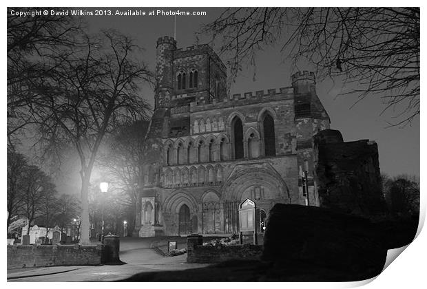 Dunstable Priory, Bedfordshire at Night Print by David Wilkins