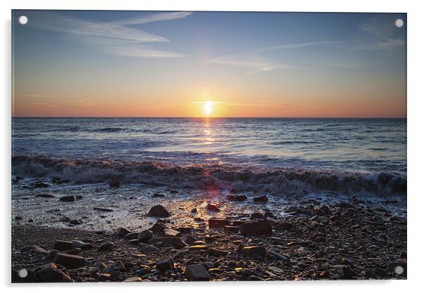 Monks Haven Beach Sunrise Acrylic by Simon West