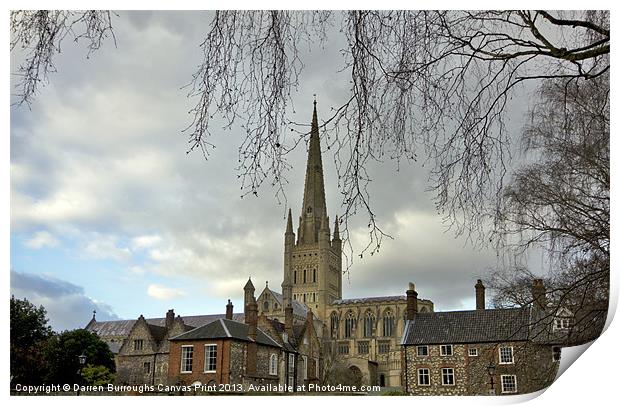 Norwich cathedral Print by Darren Burroughs