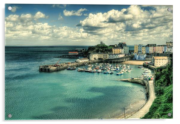 Tenby Harbour Pembrokeshire Lomo Acrylic by Steve Purnell
