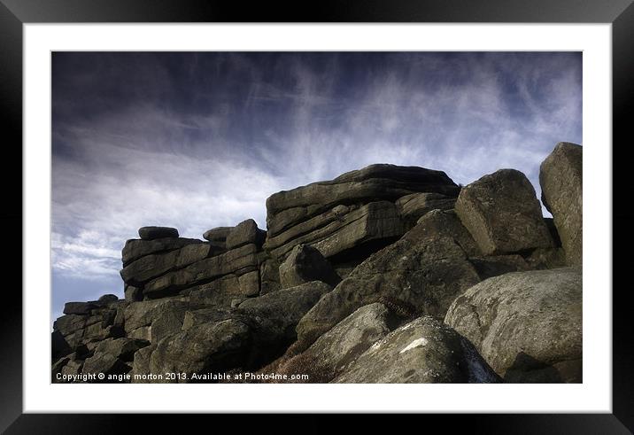 Stanage Edge Rocks Framed Mounted Print by Angie Morton