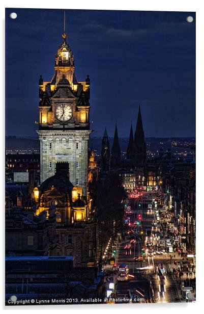 Edinburgh At Night Acrylic by Lynne Morris (Lswpp)