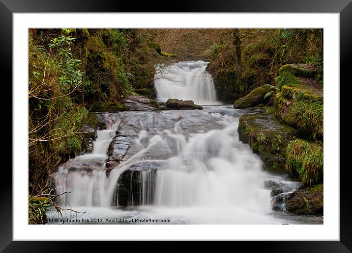 WATERFALLS AT WATERSMEET Framed Mounted Print by malcolm fish