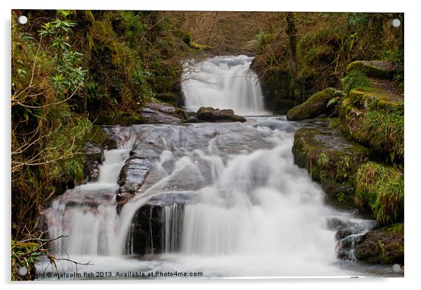 WATERFALLS AT WATERSMEET Acrylic by malcolm fish